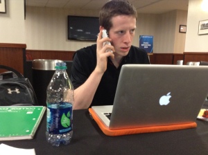 Junior Danny Hoffman works diligently as a media relations intern with the University of Maryland athletic department.